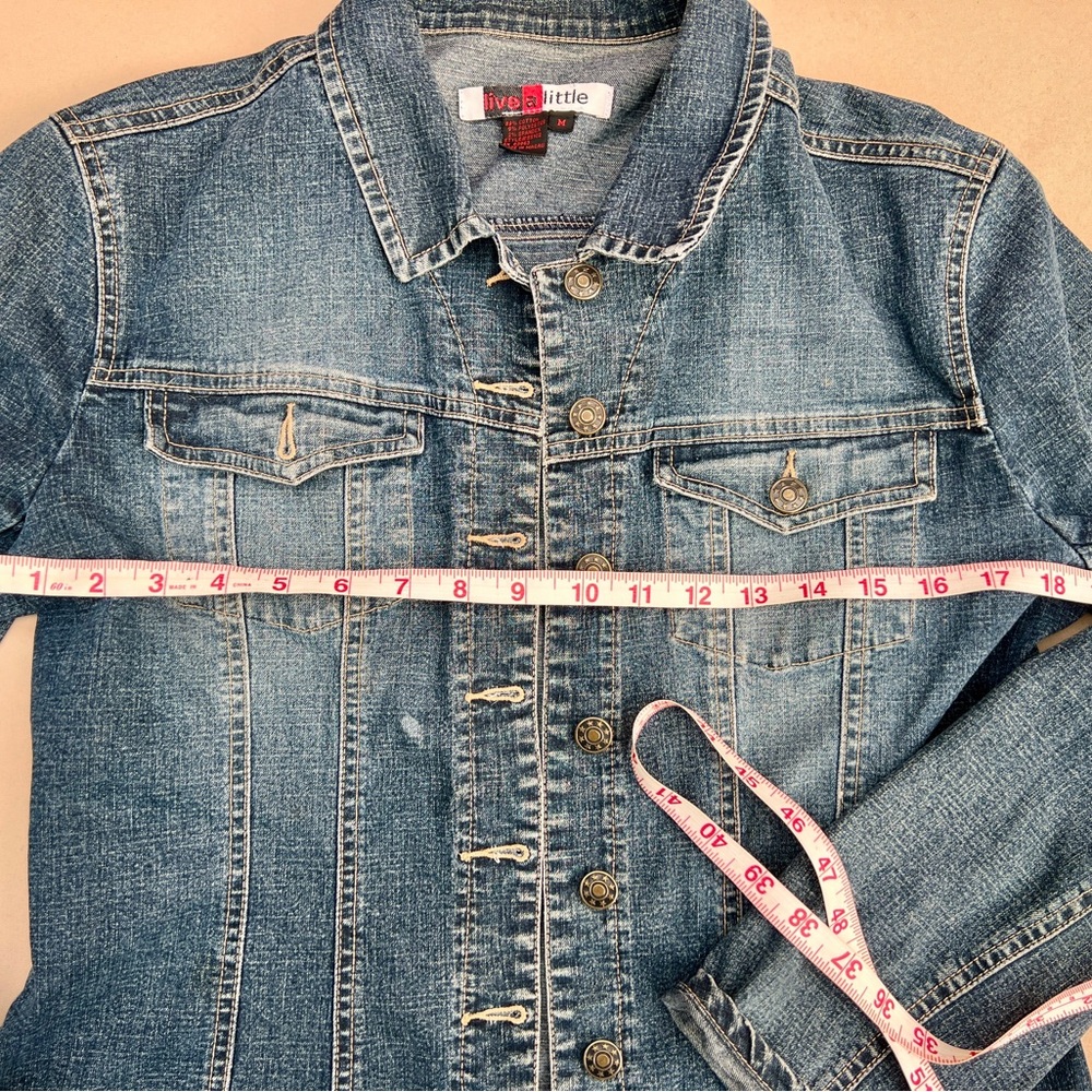 Denim Button-Up Jacket Size M - image 3
